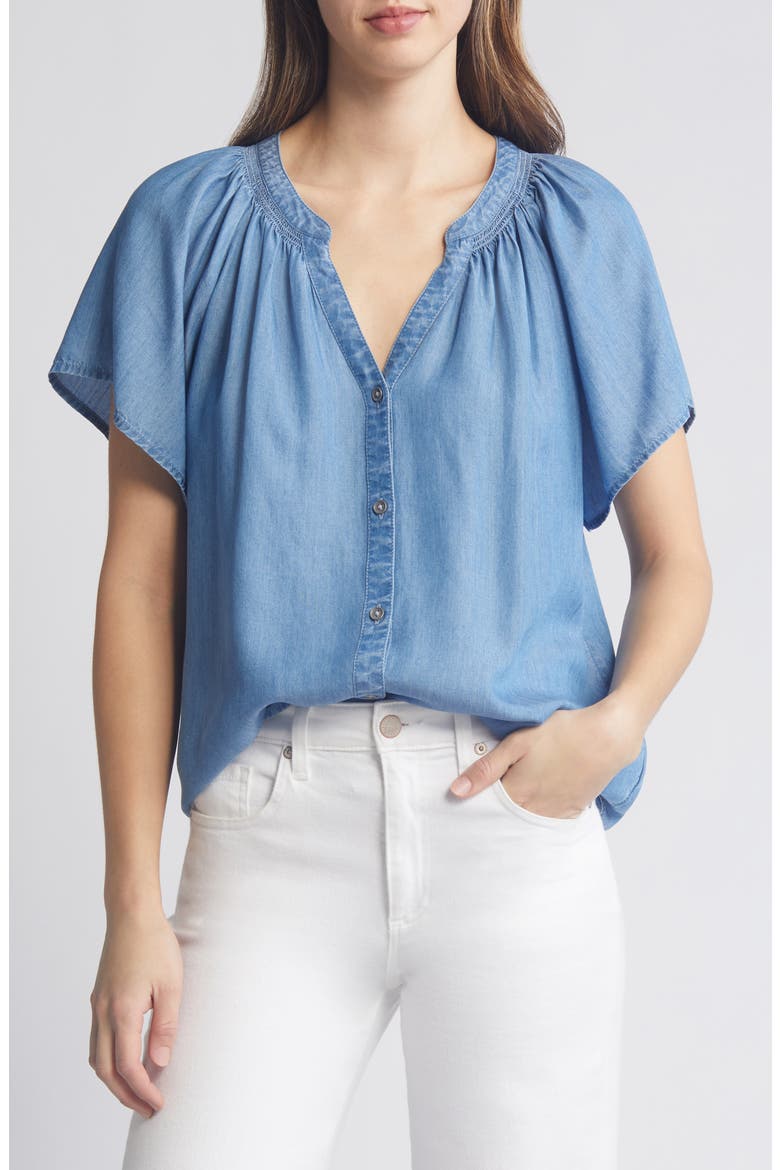 Lora Denim Top, Main, color, MEDIUM WASH