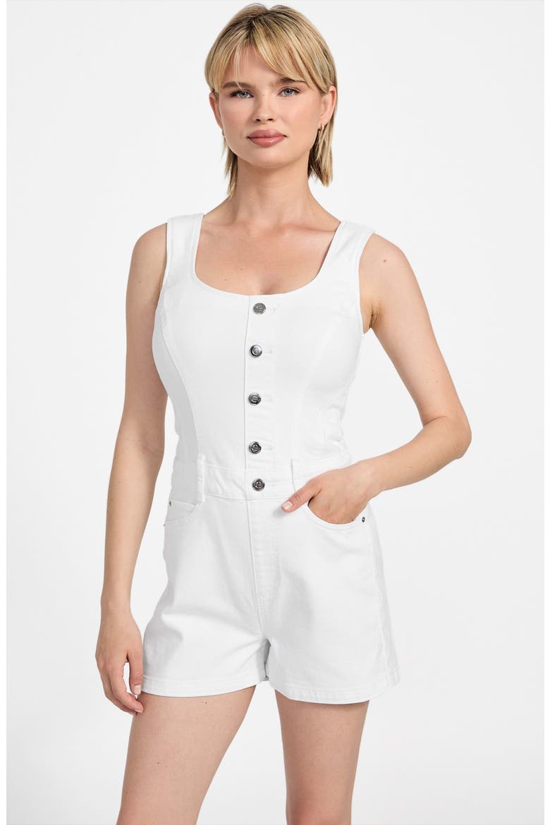 Sunni Denim Romper, Alternate, color, PURE WHITE
