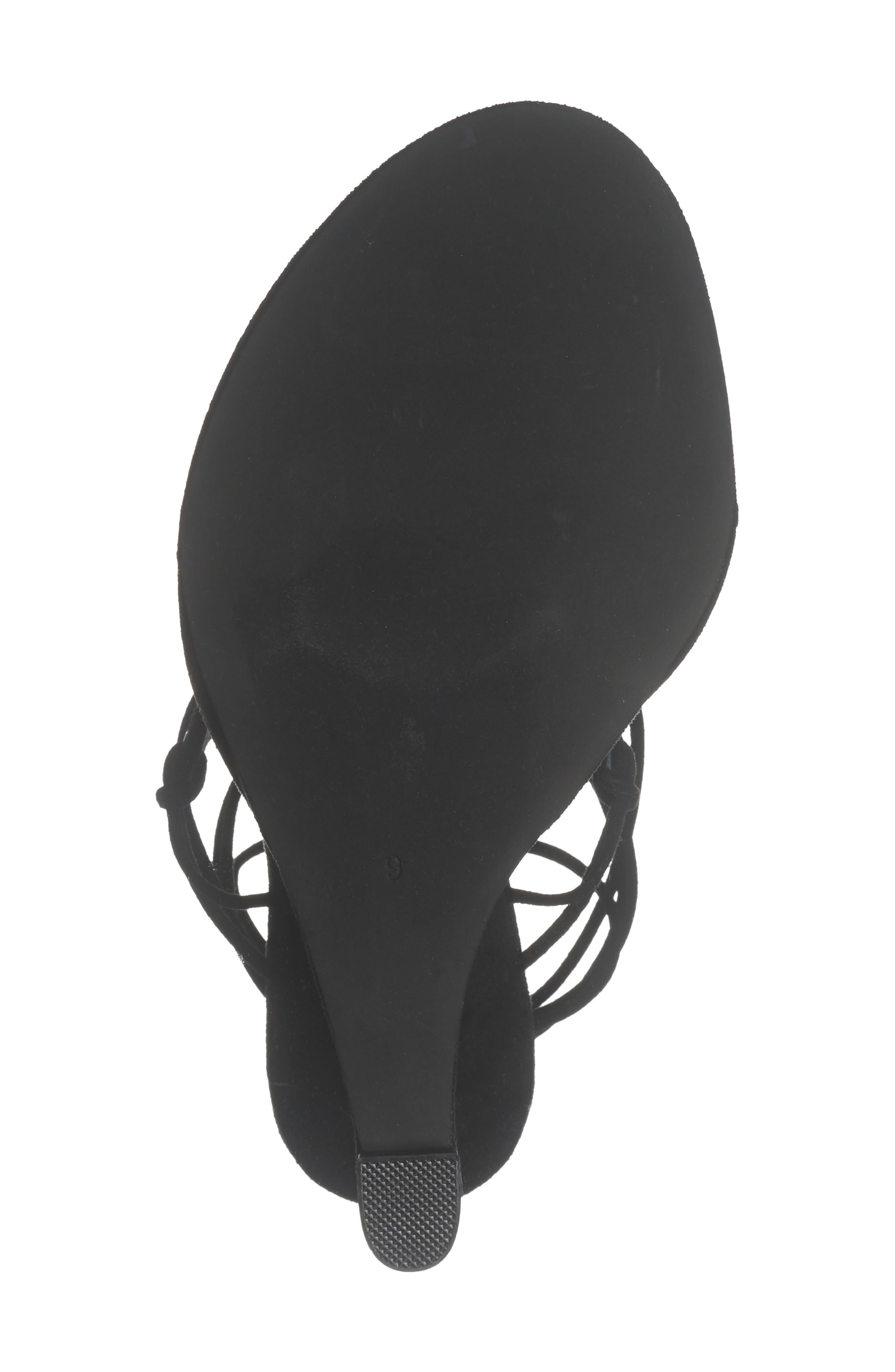 Jeffrey Campbell Pachouli Ankle Wrap Wedge Sandal, Alternate, color, Black Suede