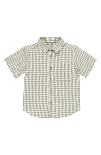 Rylee + Cru Print Short Sleeve Button-up Shirt In Gray