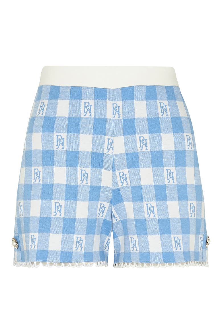 Women's Scallop Gingham Shorts, Alternate, color, LIGHT BLUE