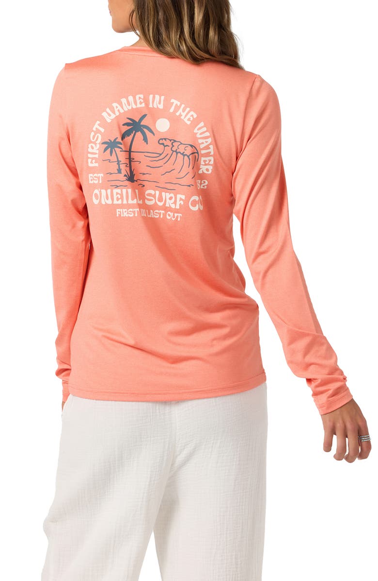 O'Neill Breezy Long Sleeve Rashguard, Alternate, color, Heather Peach Echo