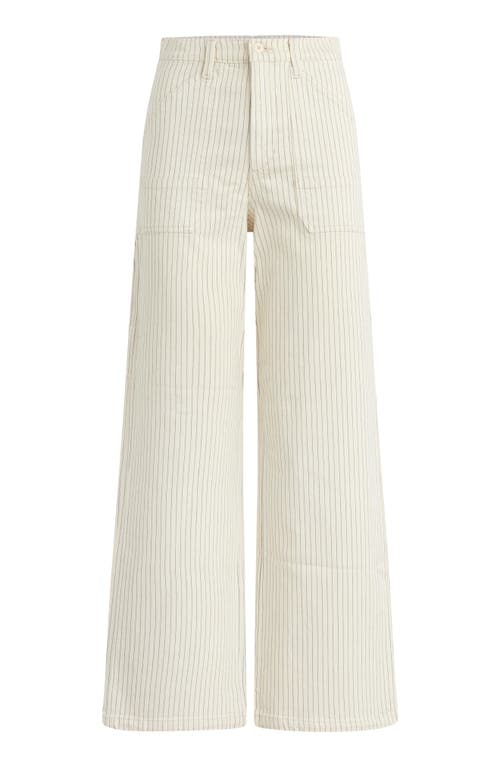 Favorite Daughter The Mischa Pinstripe Utility Wide Leg Jeans In Newport