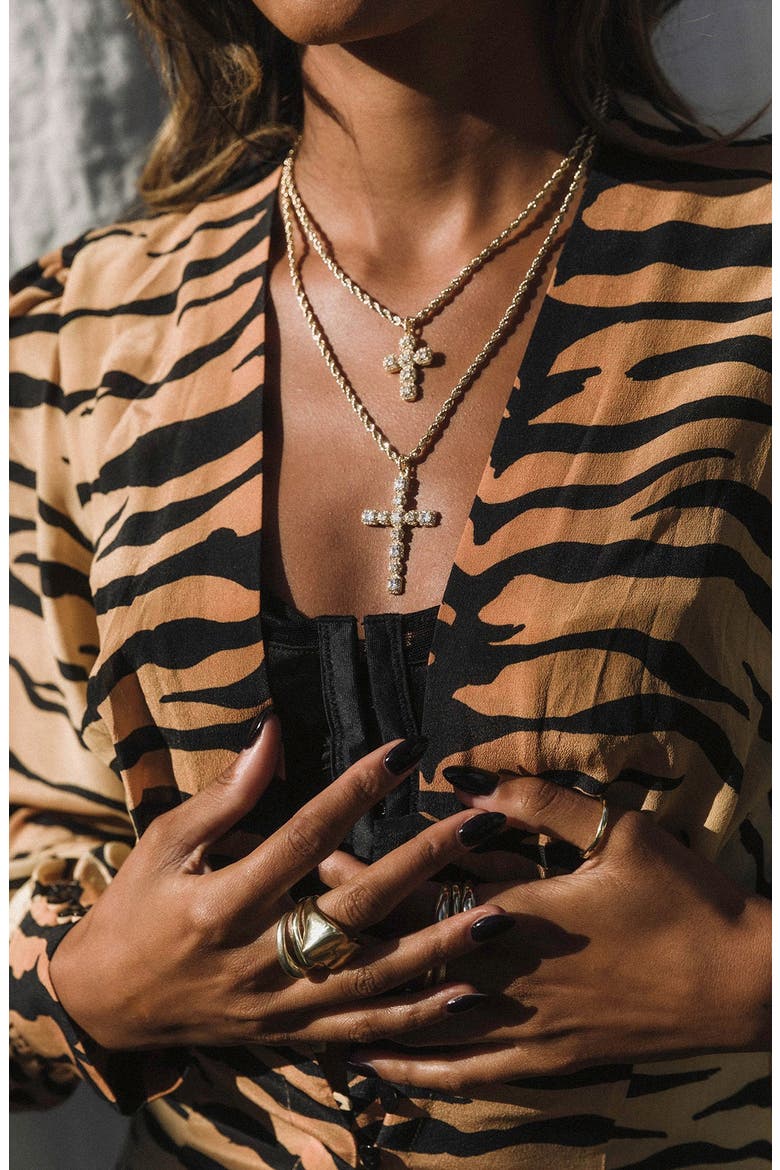 Nelli Cross Pendant Necklace, Alternate, color, GOLD