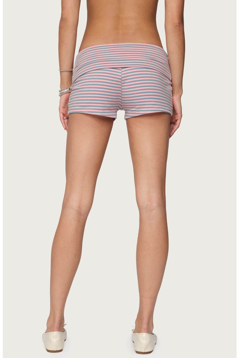 Kodi Stripe Foldover Shorts, Alternate, color, PINK