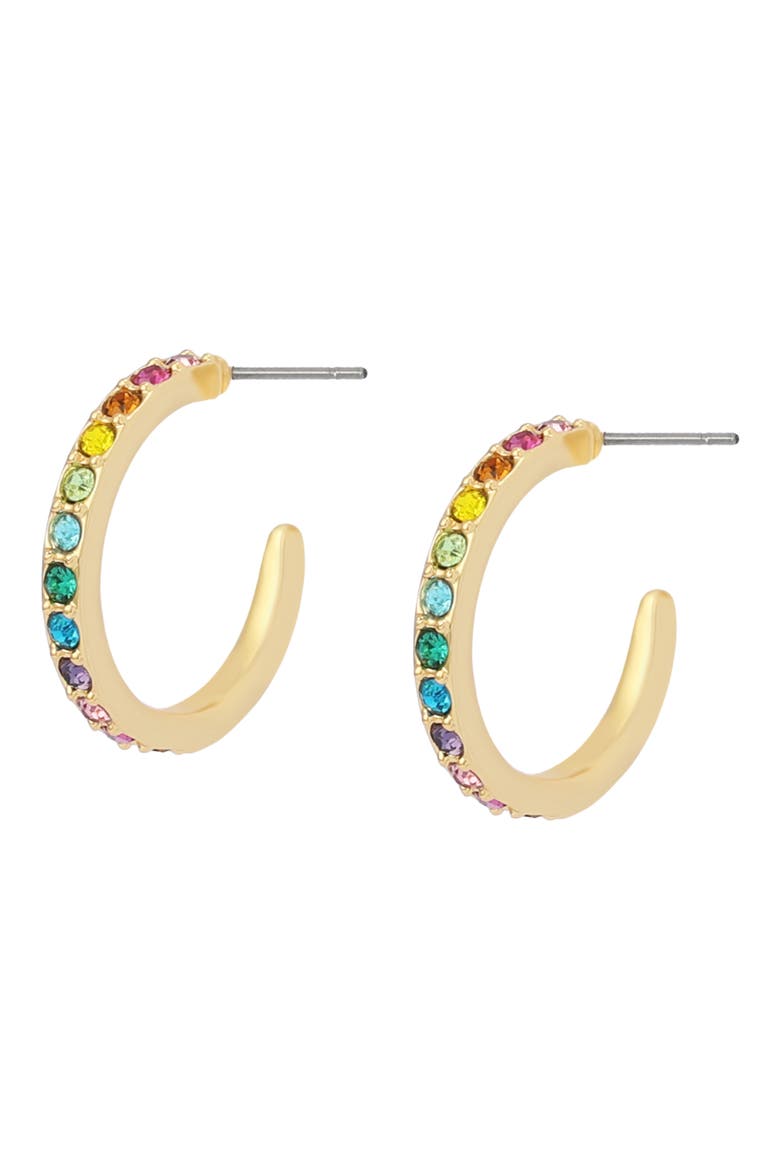 Small Pavé Huggie Hoop Earrings, Alternate, color, GOLD/ MULTI