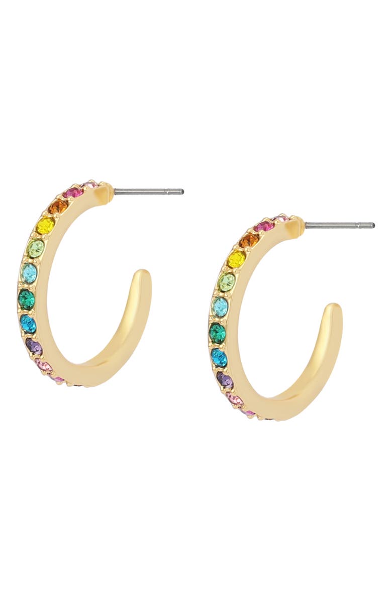 Kurt Geiger London Small Pavé Huggie Hoop Earrings, Alternate, color, Gold/ Multi