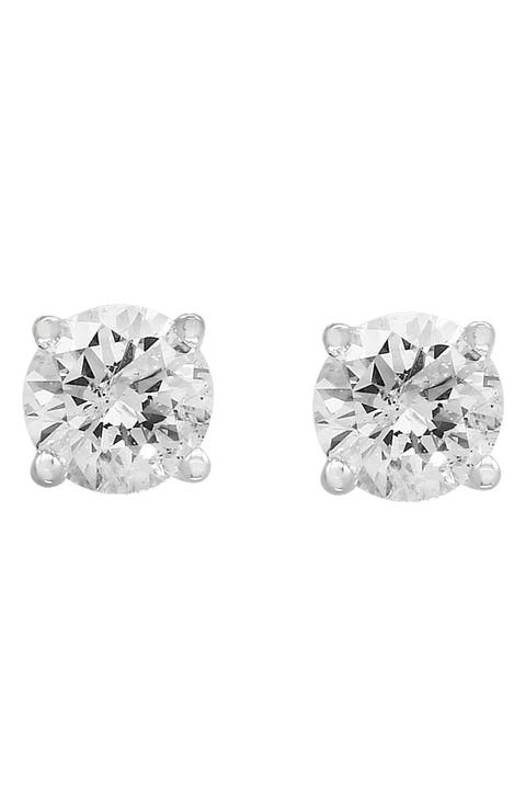 14K White Gold Round Diamond Stud Earrings - 0.50 ctw.