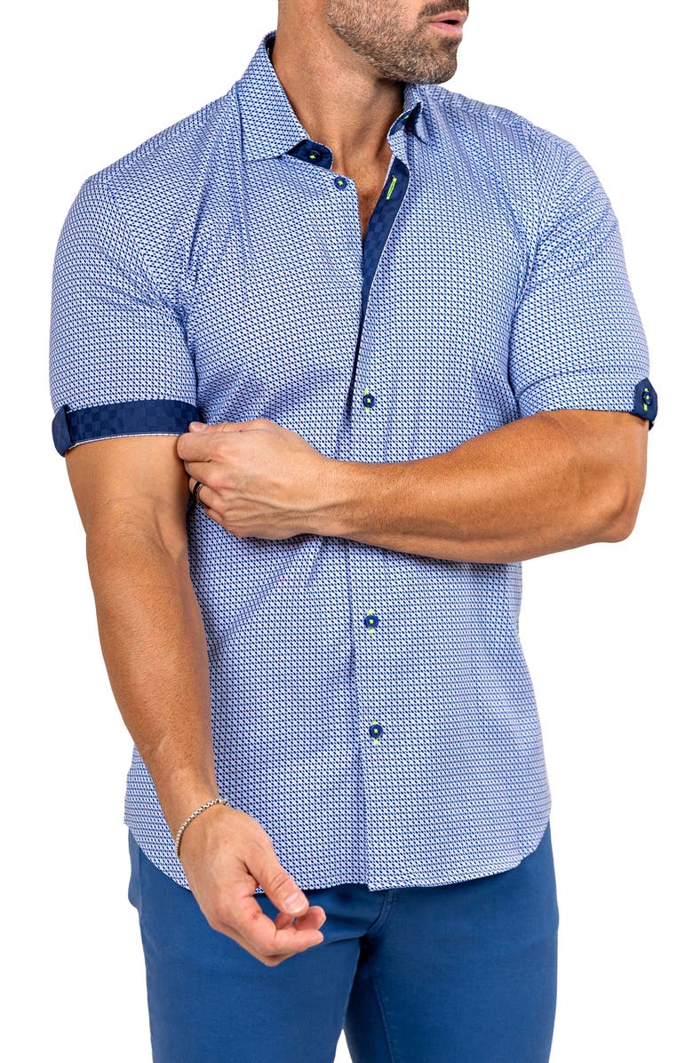 Maceoo Galileo Marthyr0224 Blue Short Sleeve Button-Up Shirt, Alternate, color, Blue