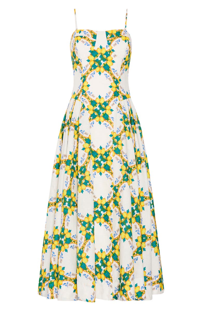 Milly Ivette Print Sleeveless Linen & Cotton Maxi Dress, Main, color, Yellow Multi