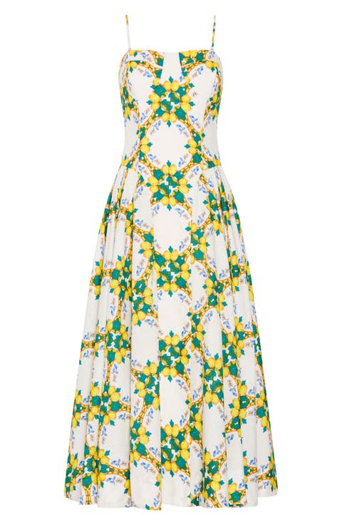 Ivette Print Sleeveless Linen & Cotton Maxi Dress