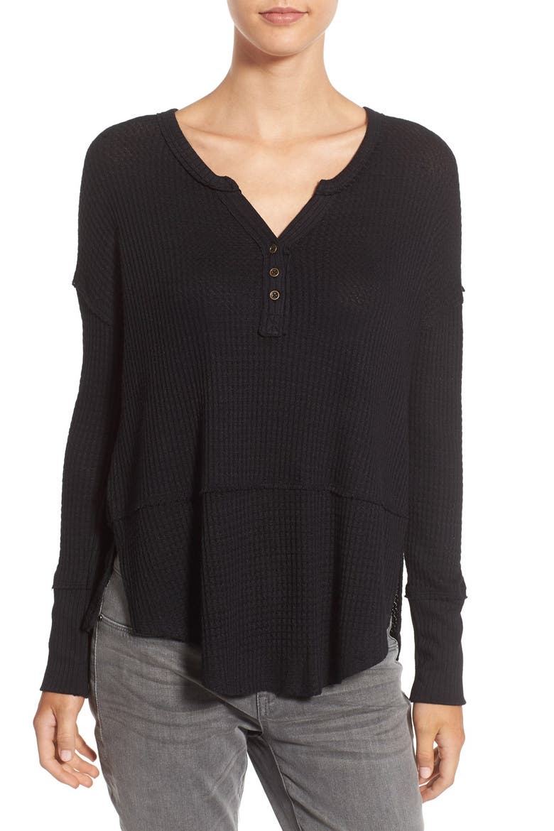 Thermal Henley Top, Main, color, BLACK