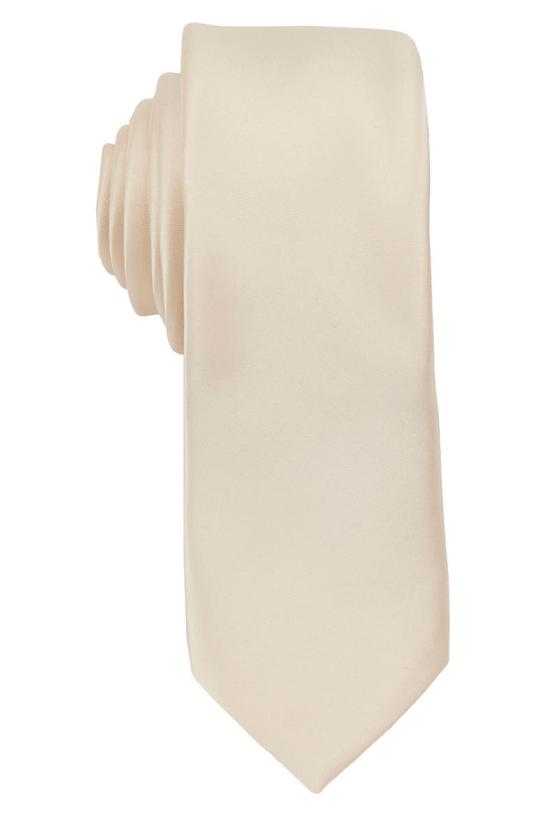 Men's Solid Satin Tie, Main, color, CHAMPAGNE