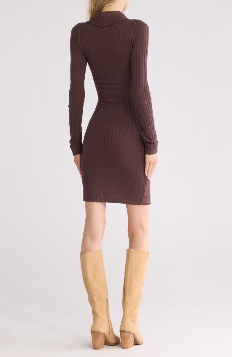GO COUTURE Cowl Neck Long Sleeve Minidress, Alternate, color, Java Rib