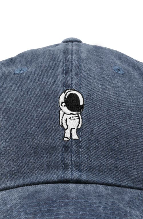 Dalix Astronaut Embroidered Space Hat In Washed Navy Blue