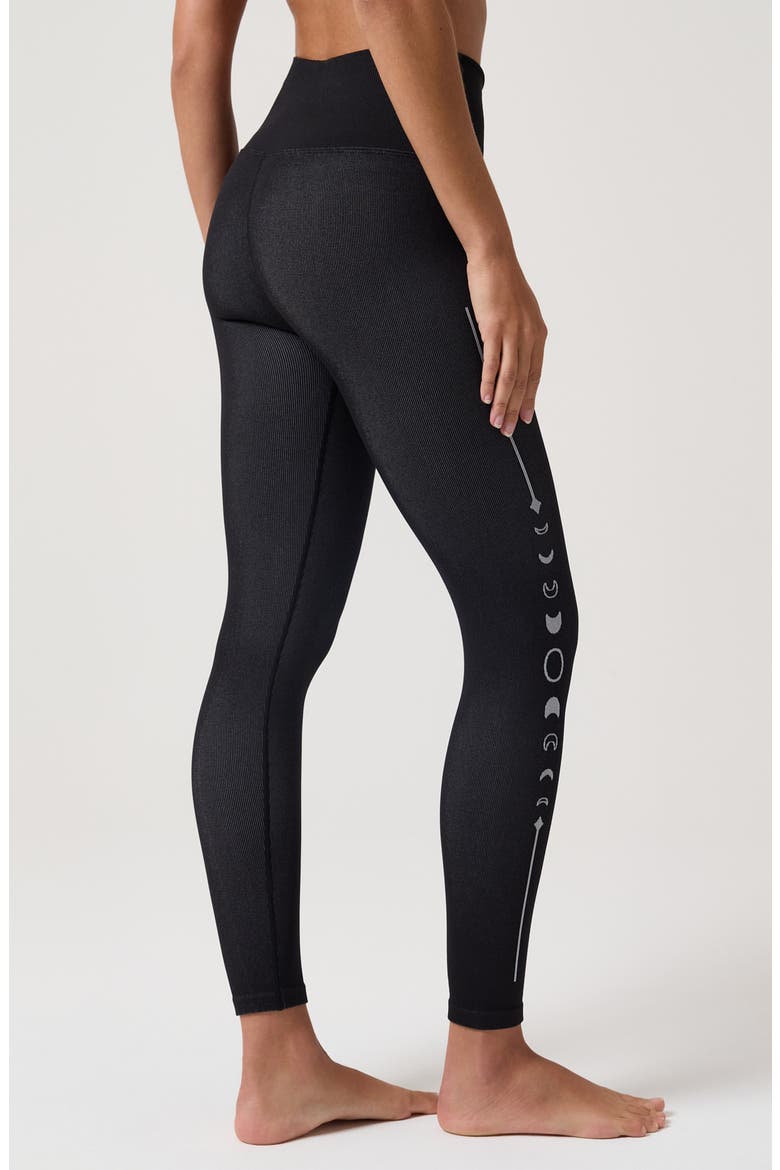 Lunar Icon High Waist Ribbed Performance Leggings, Alternate, color, BLACK