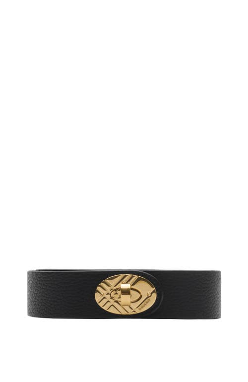 Burberry Crocodile-effect Leather Cotswolds Belt In Black