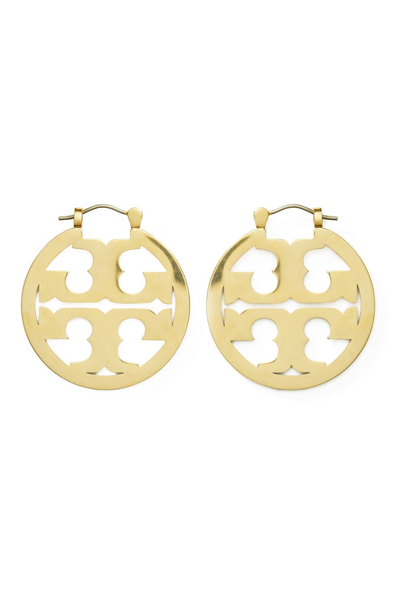 Small Icon Hoop Earrings, Main, color, TORY GOLD
