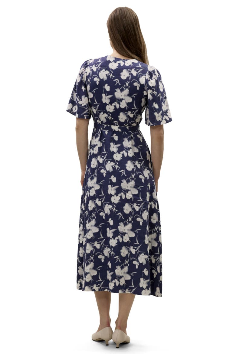 Bea Linen Maxi Dress, Alternate, color, Navy Combo