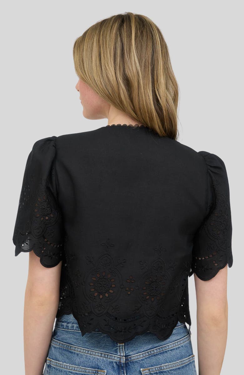 Blu Pepper Eyelet Trim Tie Front Top, Alternate, color, Black