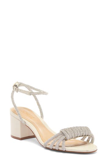 Schutz Jewell Rhinestone Block Heel Ankle Strap Sandal