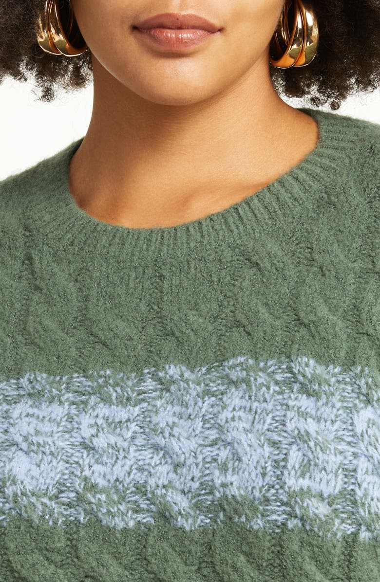 Open Edit Stripe Cable Sweater, Alternate, color, 