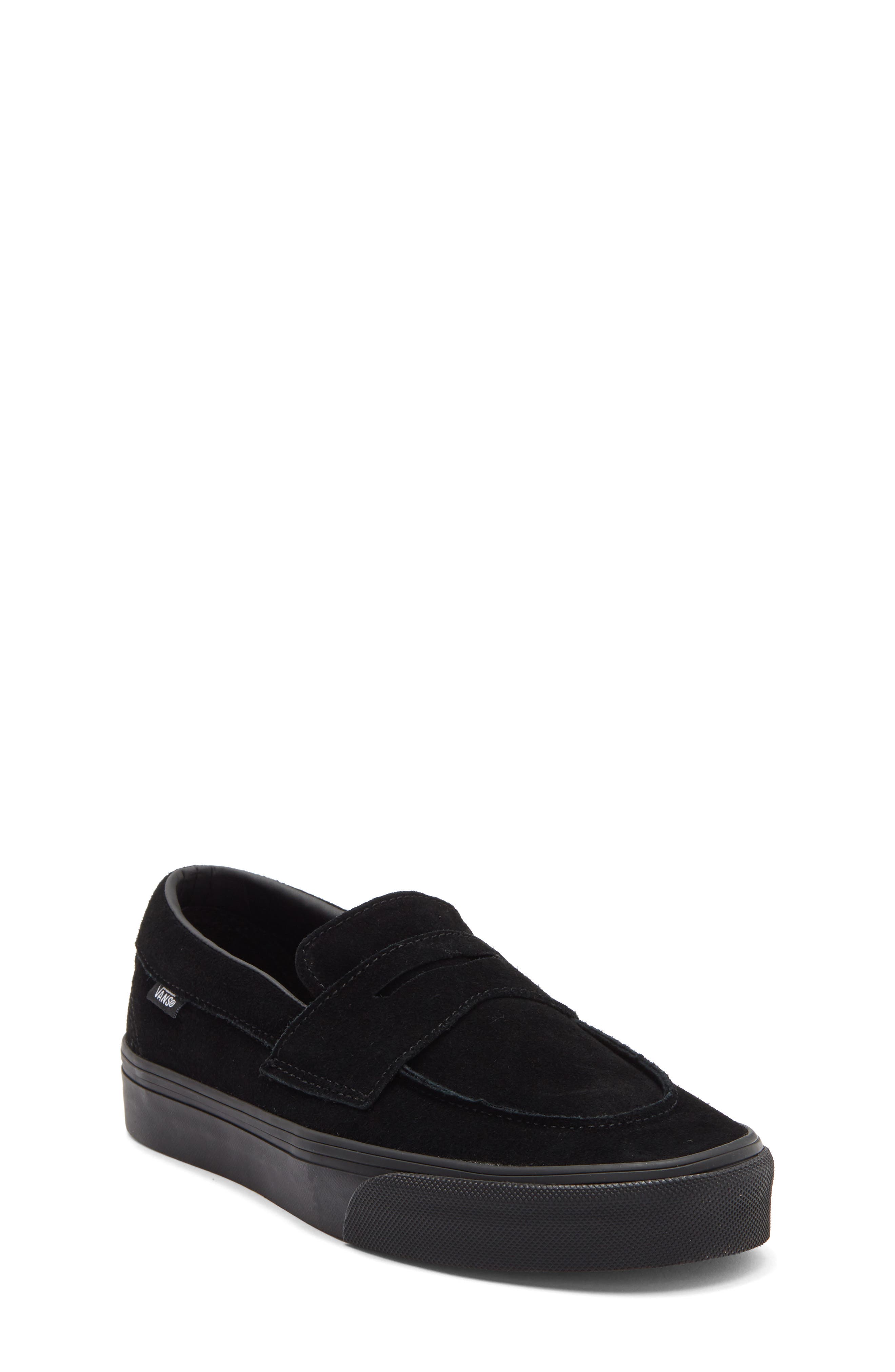 Kids' Suede 53 Penny Loafer, Main, color, BLACK/BLACK