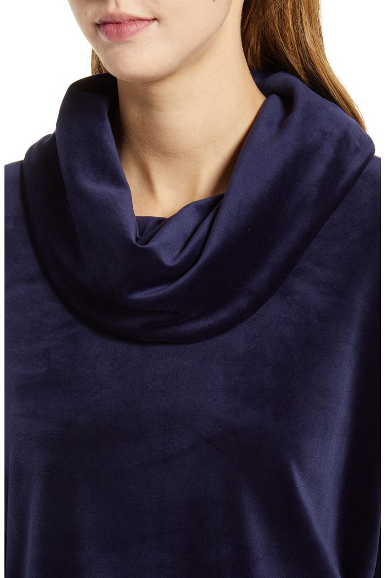 Velvet Cowl Neck Tunic Top, Alternate, color, NAVY