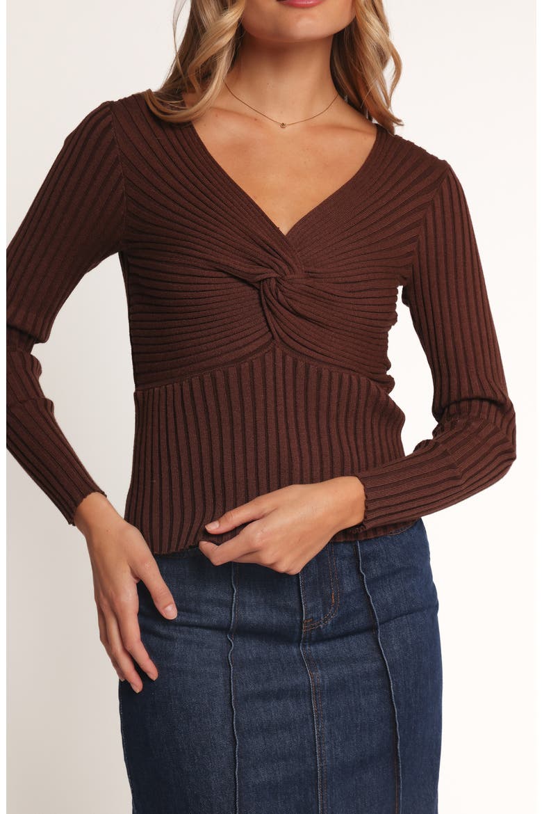 Demi Twist Rib Sweater, Alternate, color, BROWN