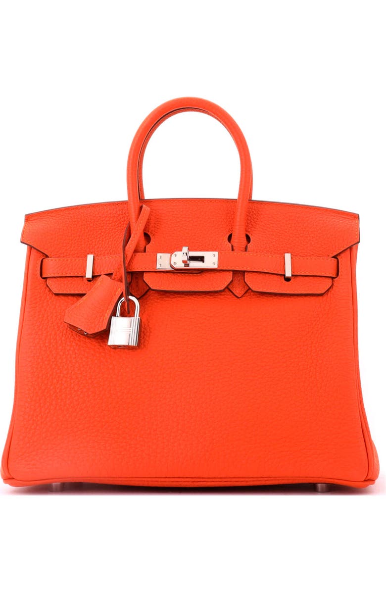 Pre-Owned Hermes Birkin Handbag Orange Togo with Palladium Hardware 25, Main, color, Feu