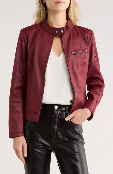 Woven Faux Leather Jacket