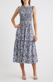 Rails Vivier Smocked Midi Dress