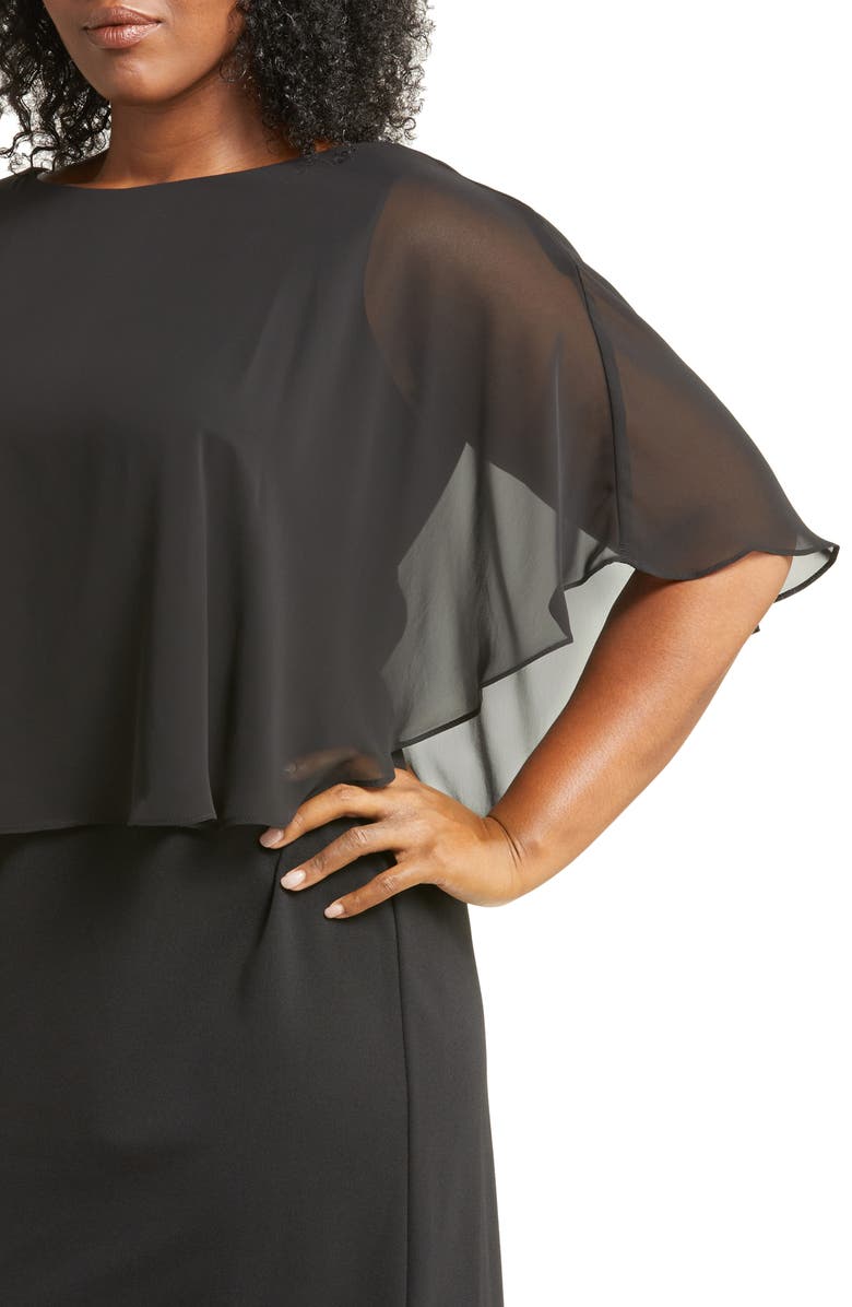 Connected Apparel Cape Sleeve A-Line Dress, Alternate, color, 