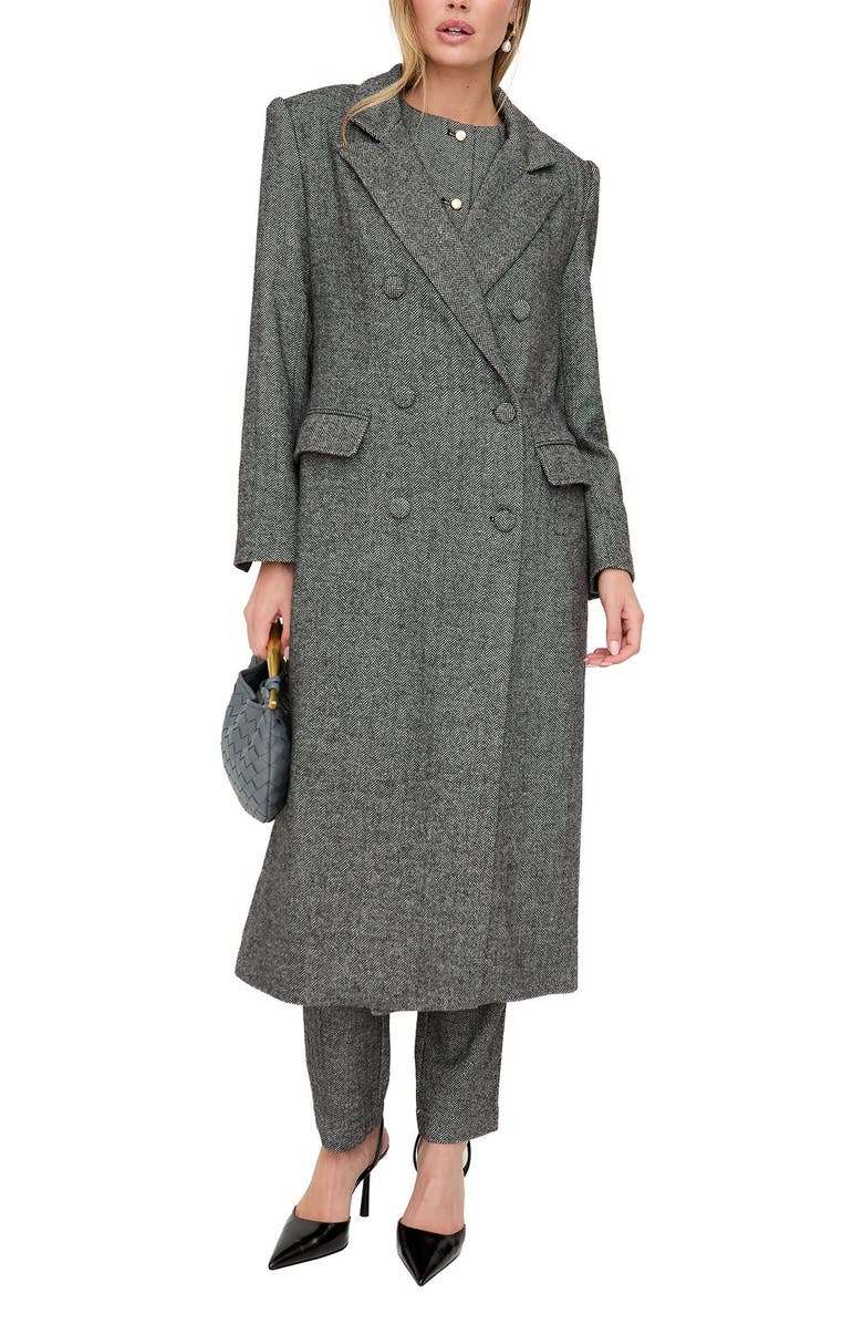Lily and Lionel London Jakki Tailored Herringbone Print Coat, Main, color, Grey