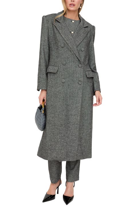Jakki Tailored Herringbone Print Coat