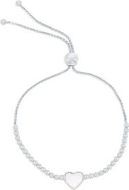 SIMONA Mother-of-Pearl Heart Cubic Zirconia Slider Bracelet
