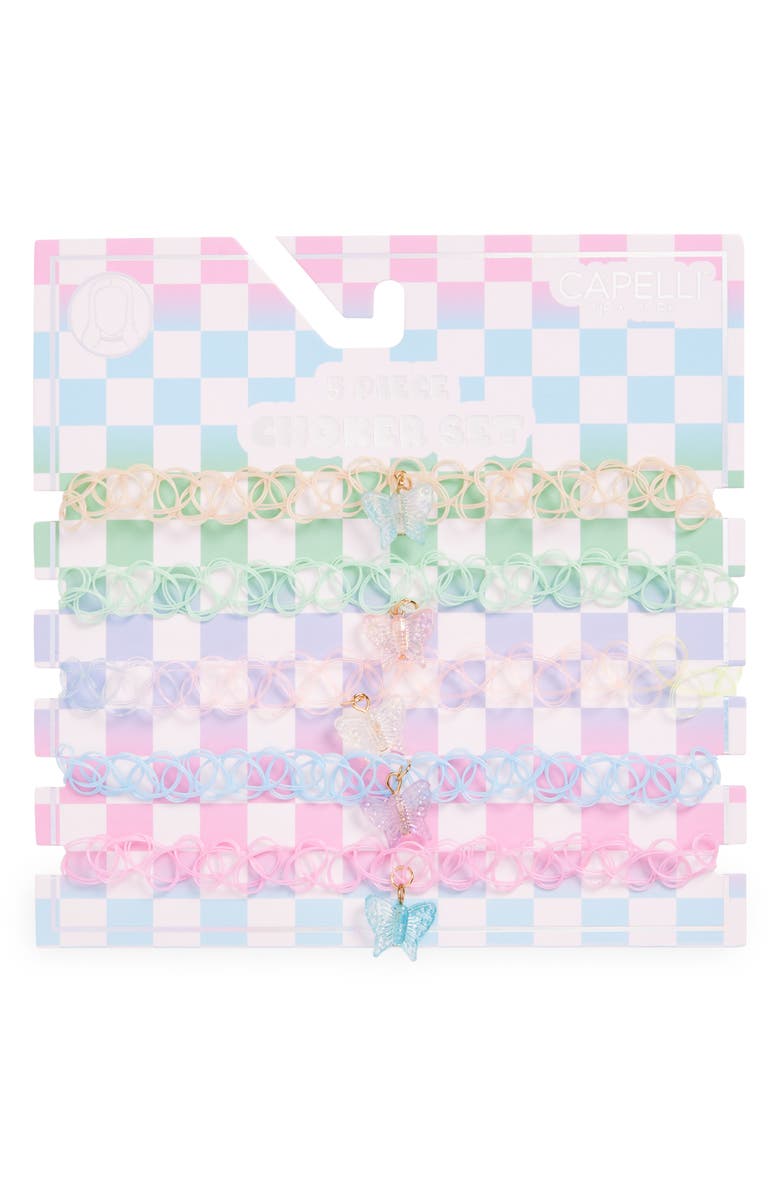 Capelli New York Kids' Assorted 5-Pack Butterfly Choker Necklaces, Main, color, Multi