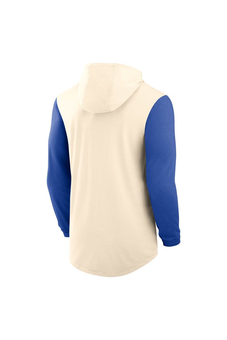Men's Nike Natural/Royal Florida Gators Legacy Color-Block Tri-Blend Performance Long Sleeve Hoodie T-Shirt, Alternate, color, Natural
