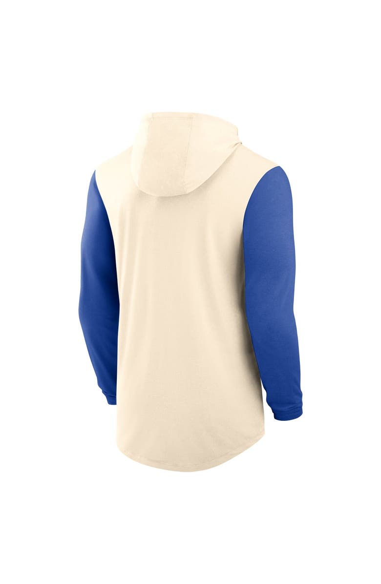 Nike Men's Nike Natural/Royal Florida Gators Legacy Color-Block Tri-Blend Performance Long Sleeve Hoodie T-Shirt, Alternate, color, Natural