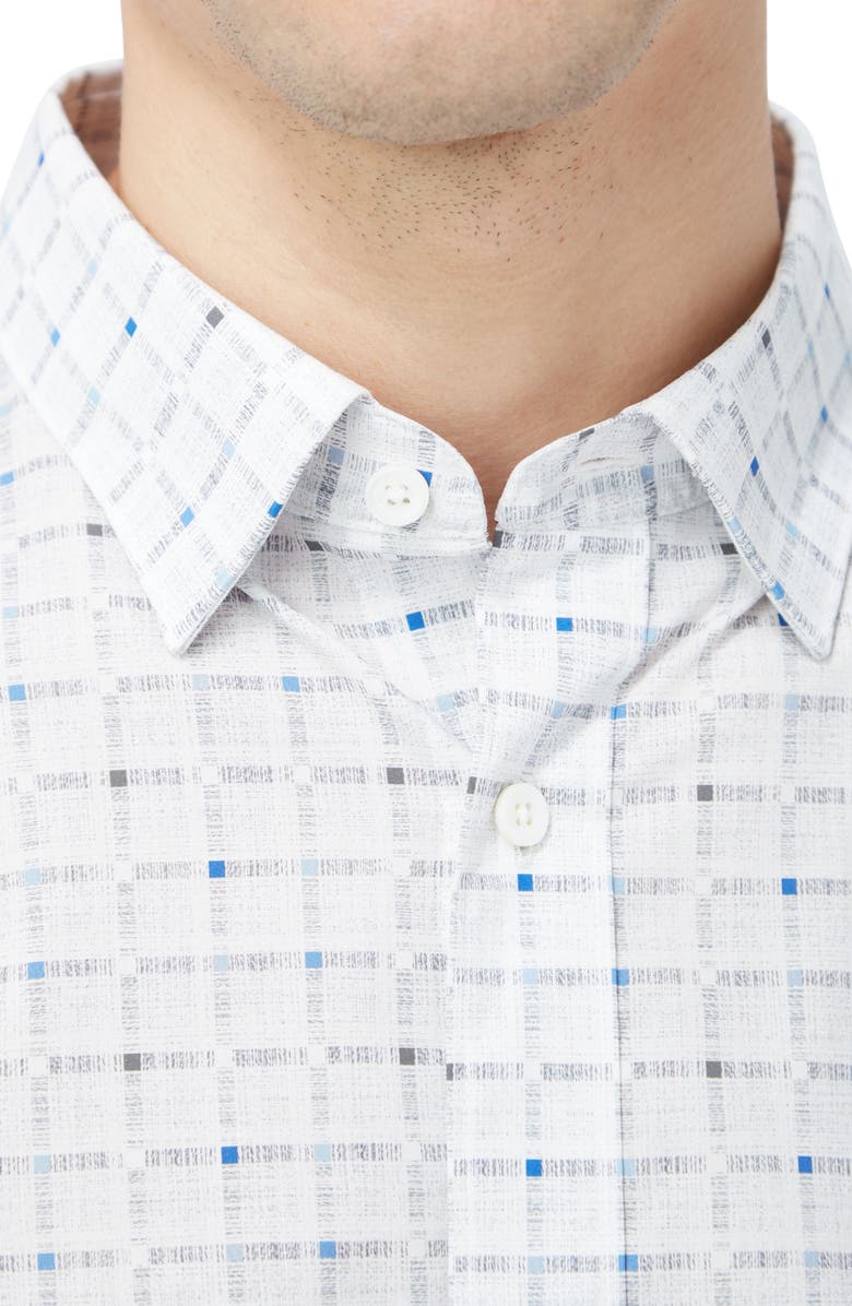Bugatchi Karl Shaped Fit Check Button-Up Shirt, Alternate, color, White