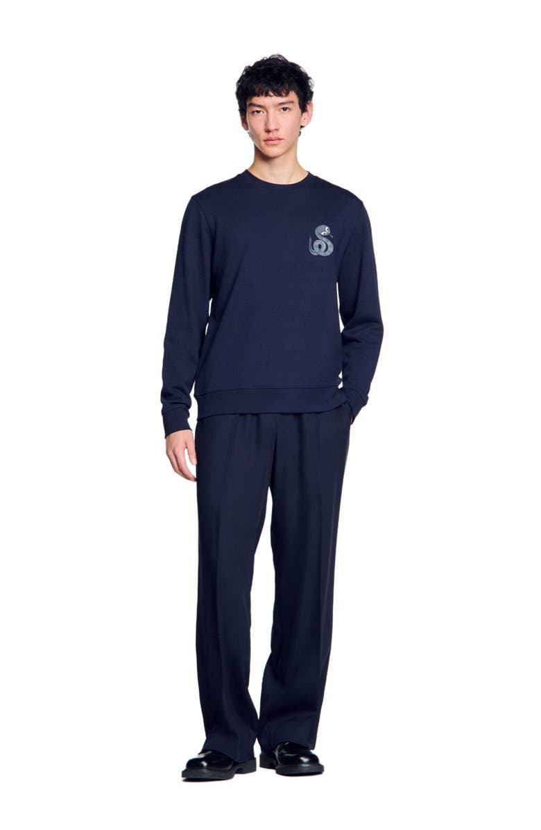 SANDRO Sweater with snake detail, Alternate, color, Midnight Blue