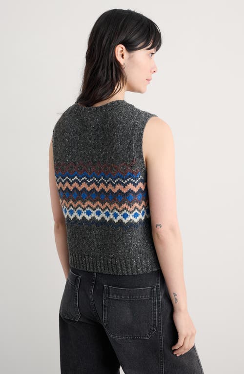 Seasalt Cornwall Golden Light Fair Isle Merino Wool Blend Sweater Vest In Black