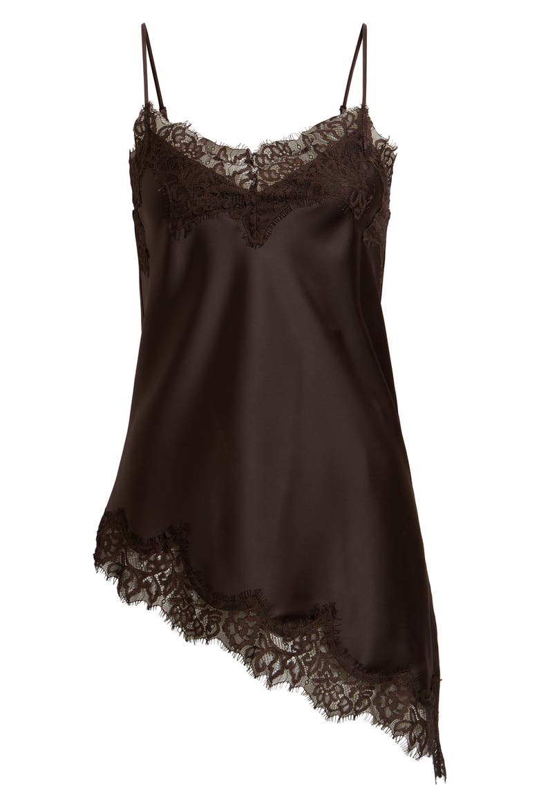 Asymmetrical Lace Satin Tank, Alternate, color, BROWN SEAL