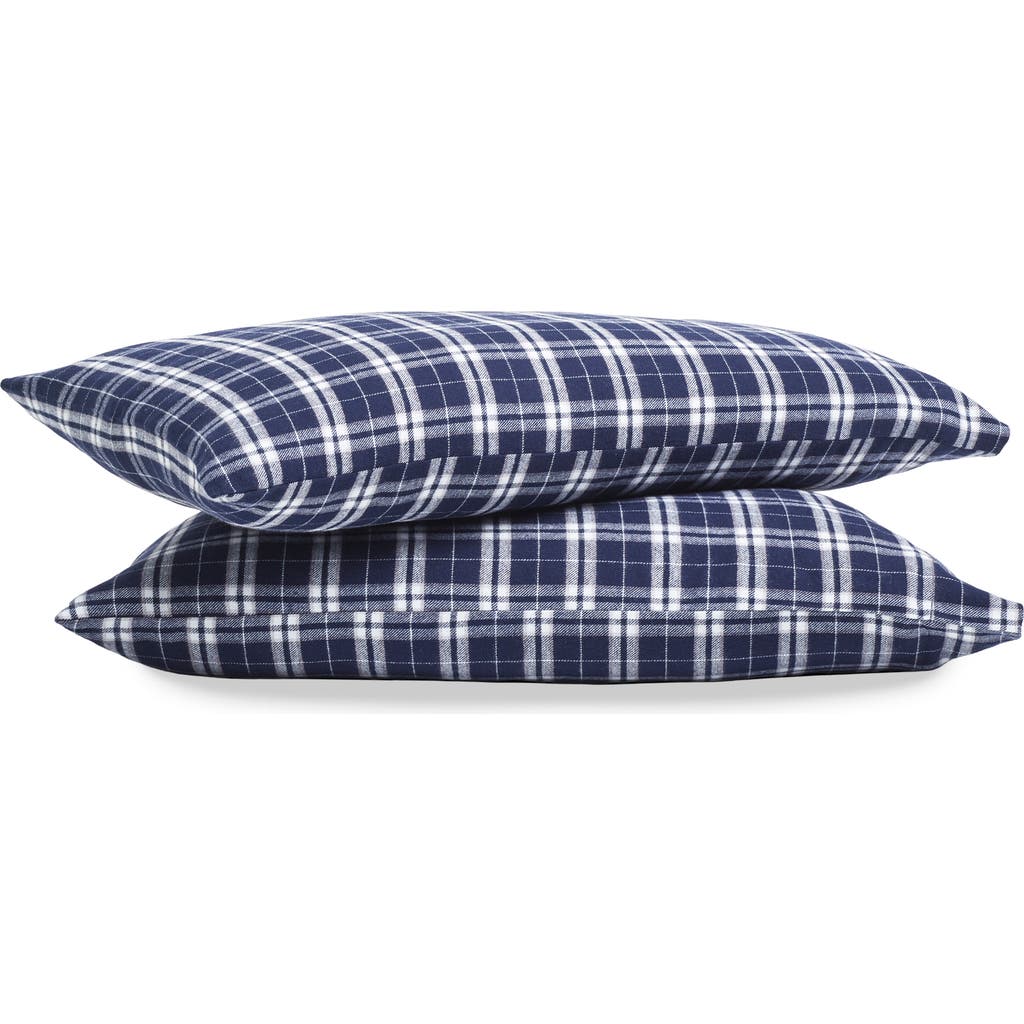 Petite Plume Oxford Tartan Cotton Flannel Sheet Set In Blue