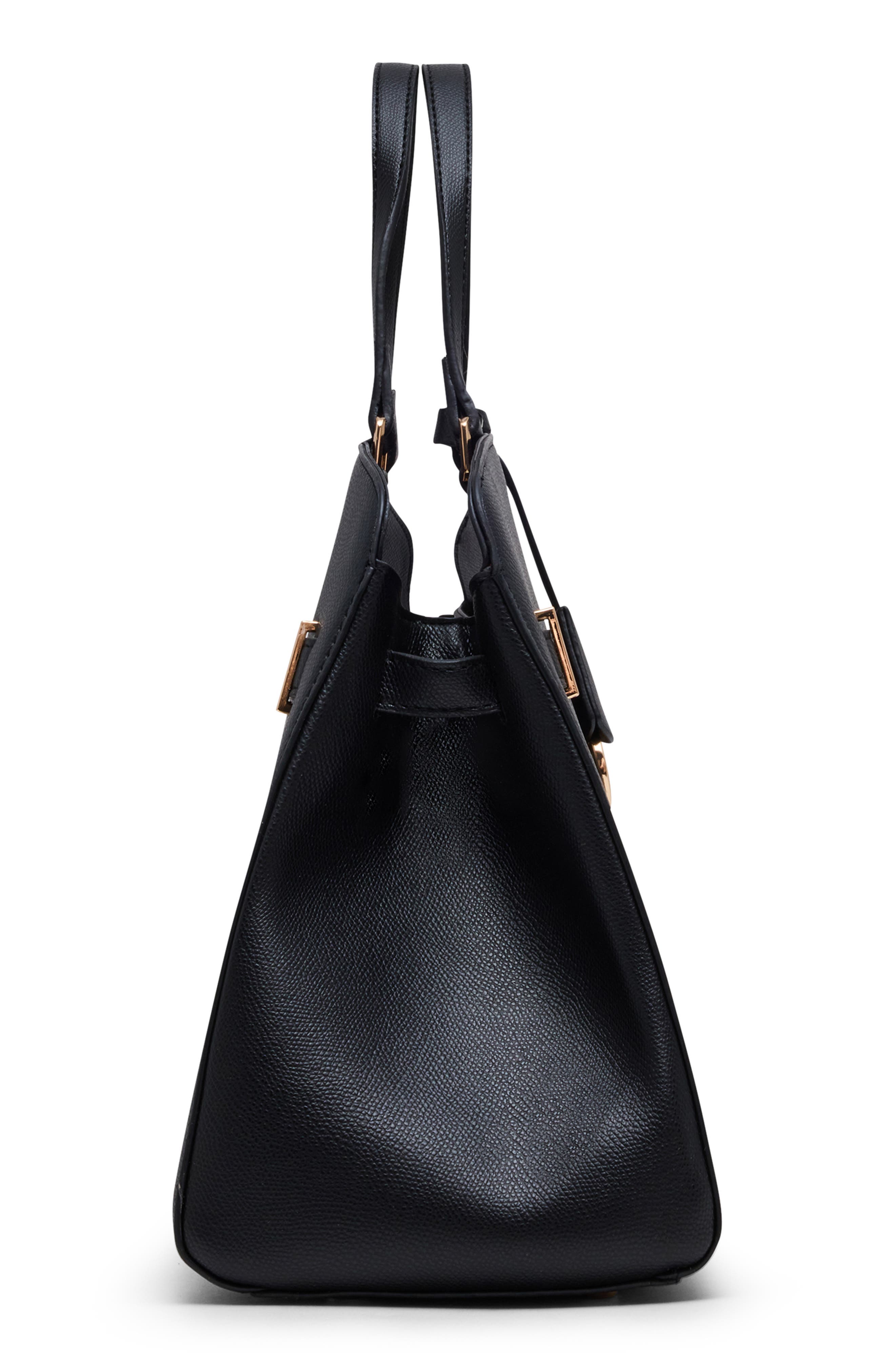 Anne Klein Large Belted Satchel, Alternate, color, Black