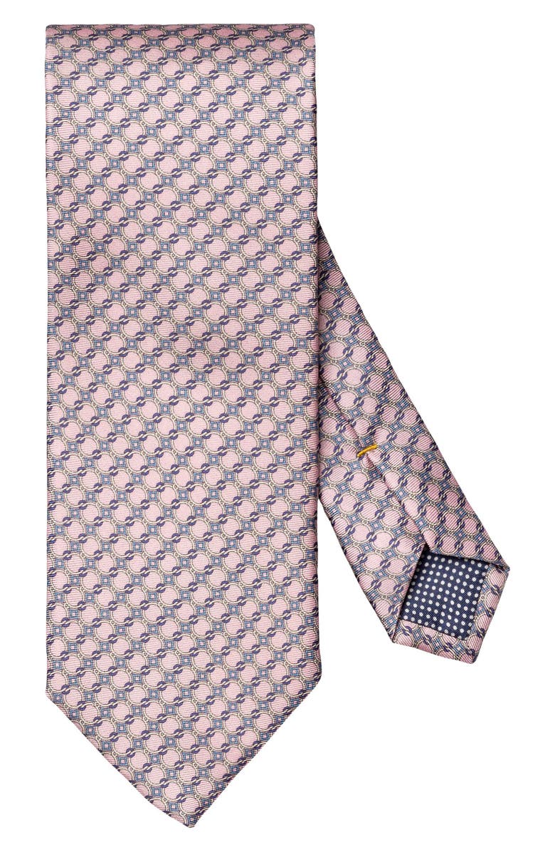 Eton Interlock Print Silk Tie, Main, color, Medium Pink