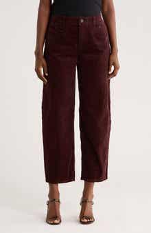 Democracy High Waist Barrel Leg Corduroy Pants