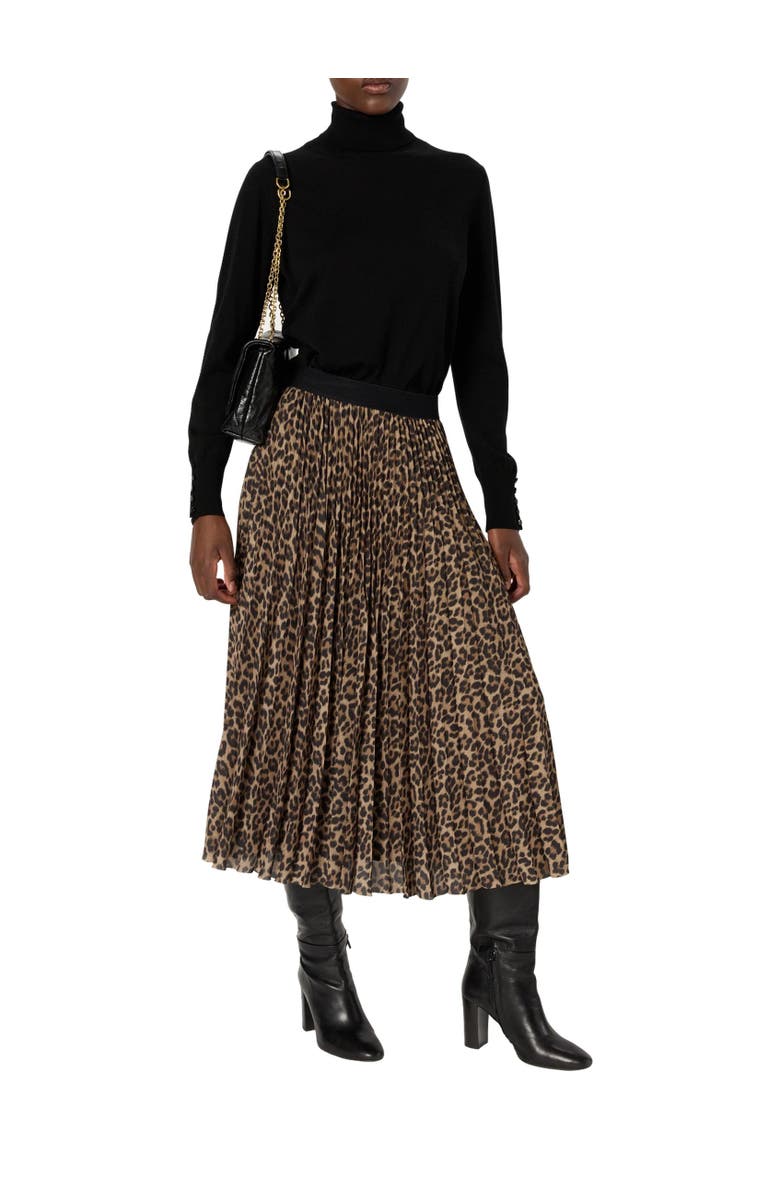 GERARD DAREL Babette Pleated Midi Skirt, Alternate, color, Brown