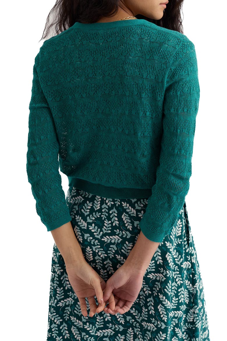 Sweet Day Pointelle Organic Cotton Cardigan, Alternate, color, KNIT MELANGE DEEP DIVE