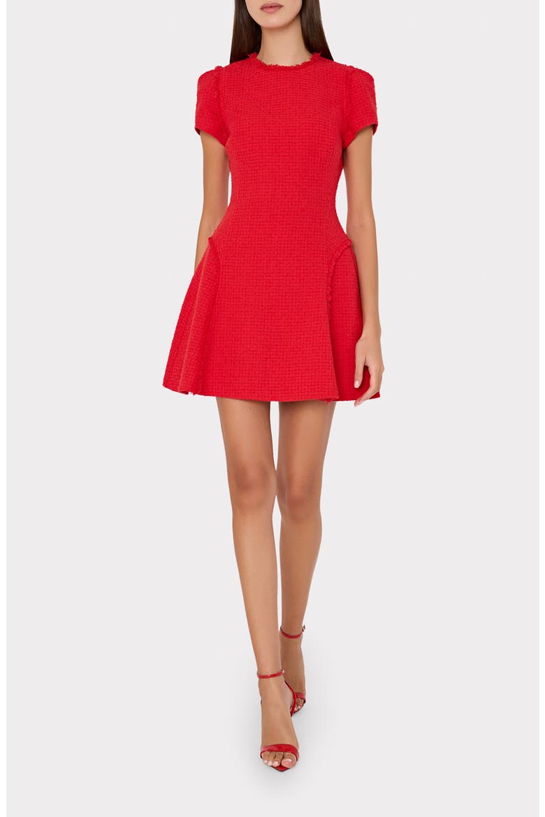 Samara Bouclé Fit & Flare Minidress, Main, color, RED
